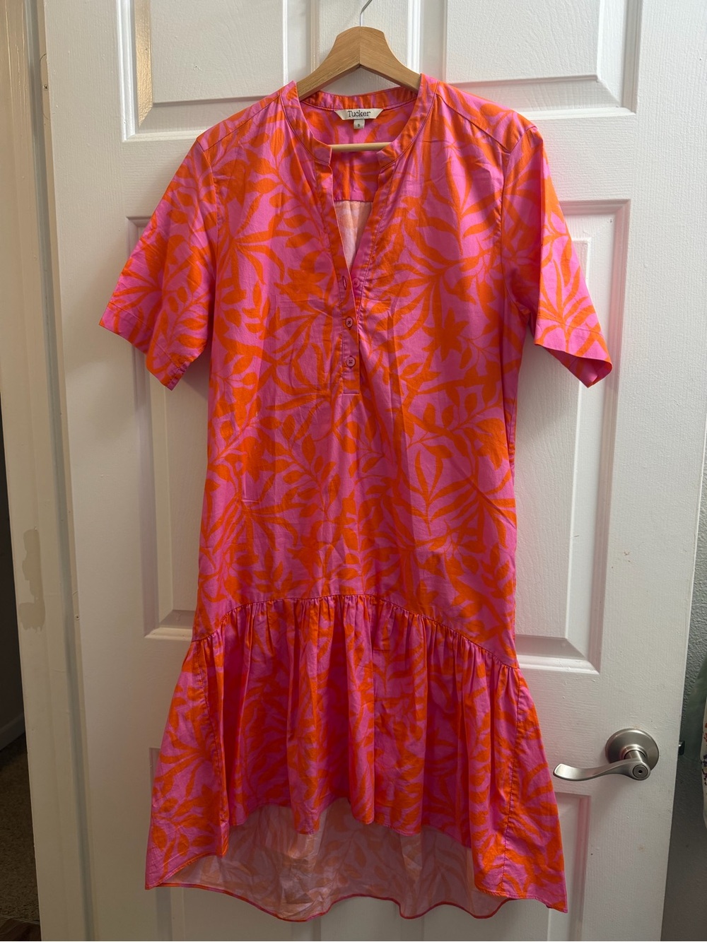 Tucker Pink and Orange Floral Drop-Waist Tunic Dress